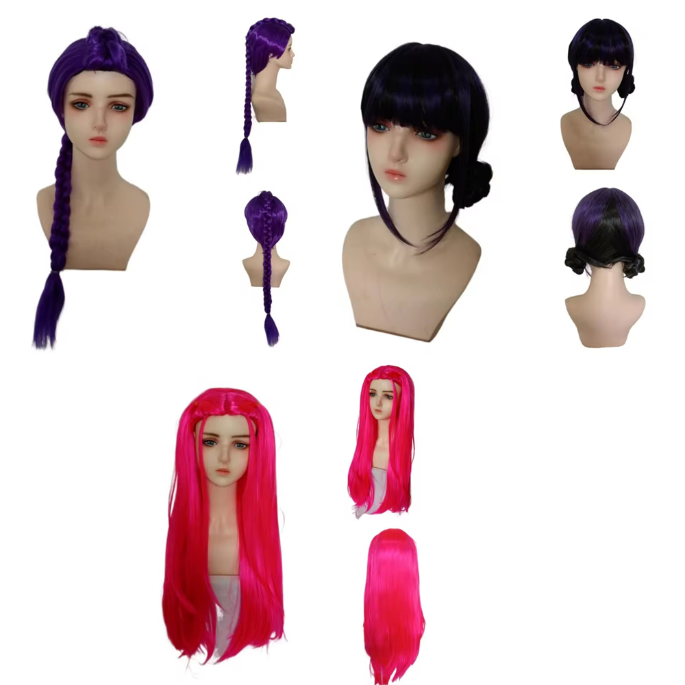 Anime Cosplay Girl With Black Hair - Anime Long Purple Braiding Hair Extension